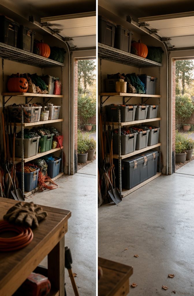 Garage storage area pictured for an article about placing frequently used items nearby