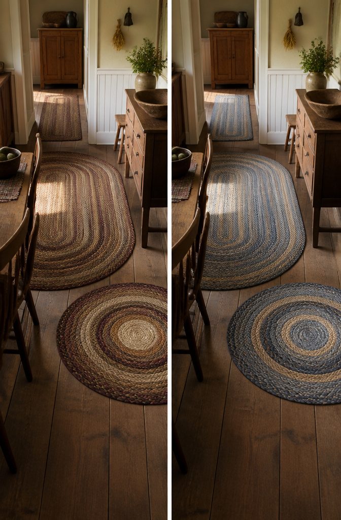 Braided rugs in oval round and rectangular shapes