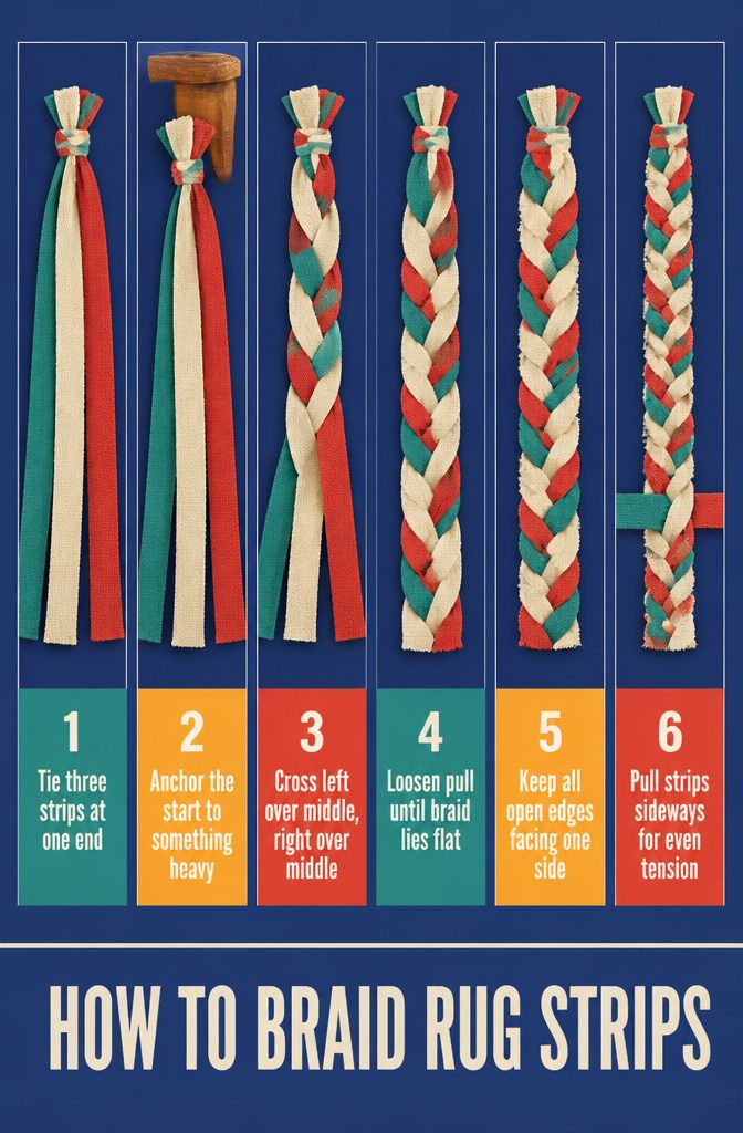 Braiding diagram showing three strips crossing over one another