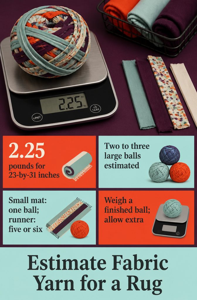 How to Make Rag Yarn and Crochet a Rug: 6 Steps 7 Fabric yarn ball resting on a kitchen scale