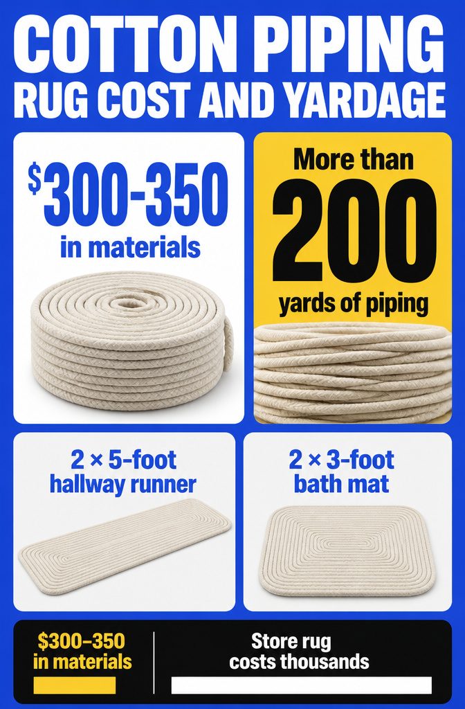How to Sew a Rug: 9 Steps for Cotton Piping and Fabric Rugs 12 Cotton piping and netting arranged for making a rug