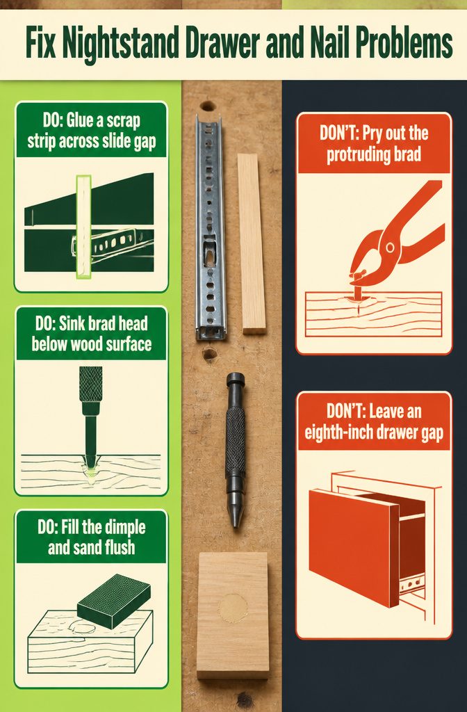 Drawer box with a narrow wood strip fitted beside its metal slide