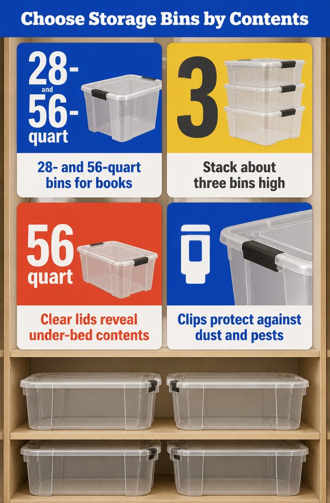 What to Put in Storage Bins: 6 Categories That Work 7 Storage bin guide titled Choose Storage Bins by Contents