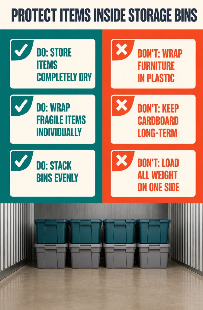 What to Put in Storage Bins: 6 Categories That Work 9 Storage protection guide titled Protect Items Inside Storage Bins